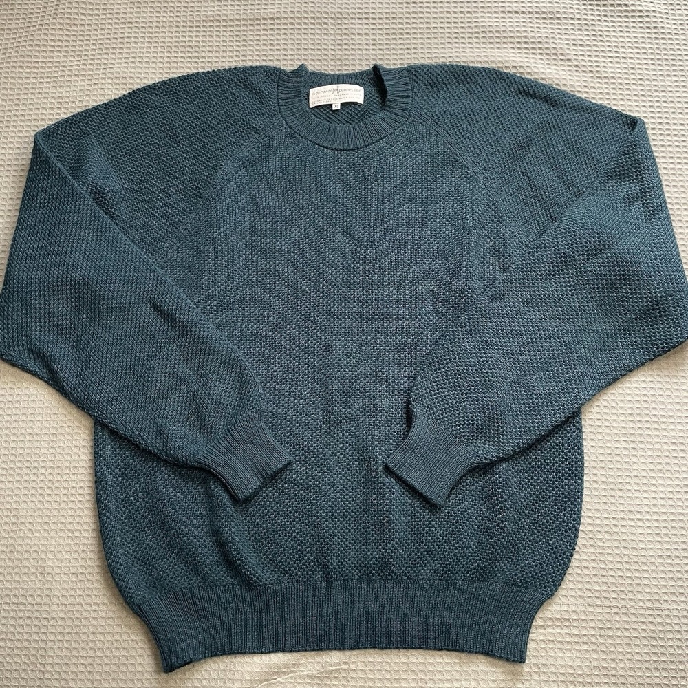Peruvian Connection Alpaca Wool Sweater XL Mens Teal Blue Handmade Peru